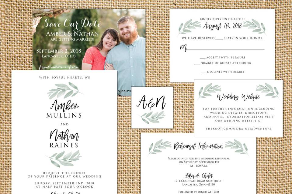 Country Chic Leaf Invitations