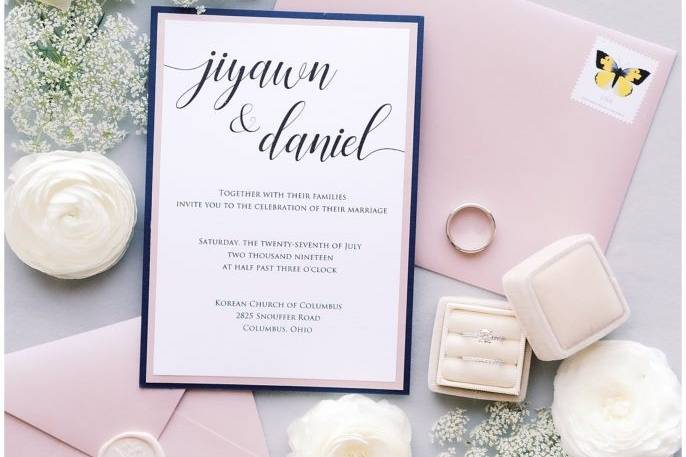 Blush and Navy Invitation