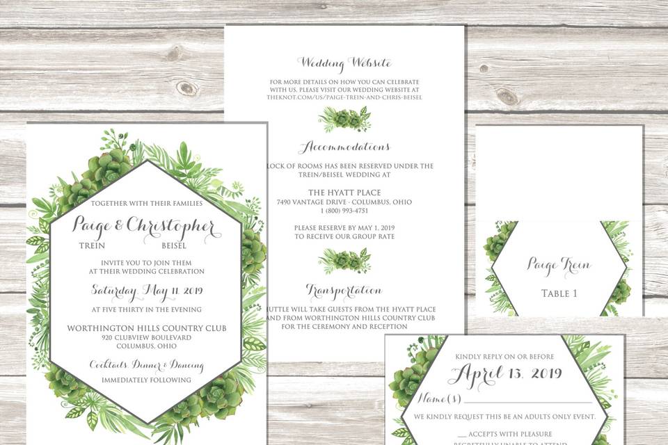 Succulent Geometric Invitation