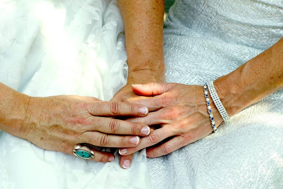 Couple holding hands