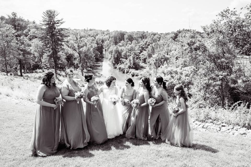 Bridesmaids over the Creek