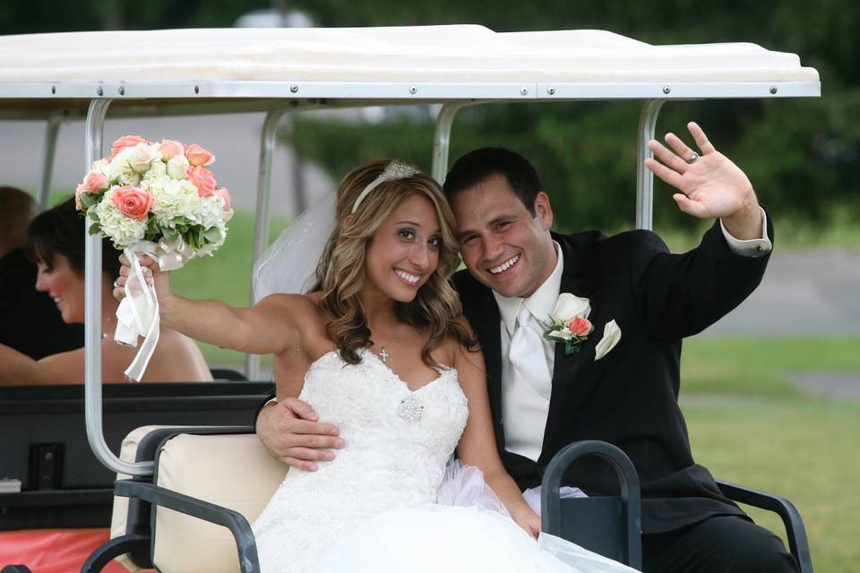 Couple waving