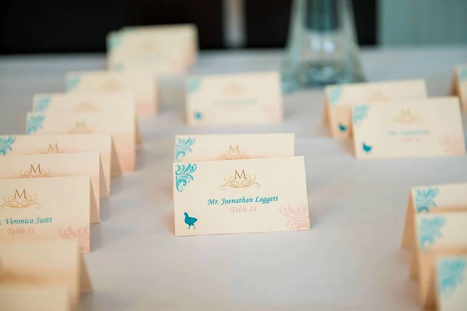 Reception dinner table  place cards