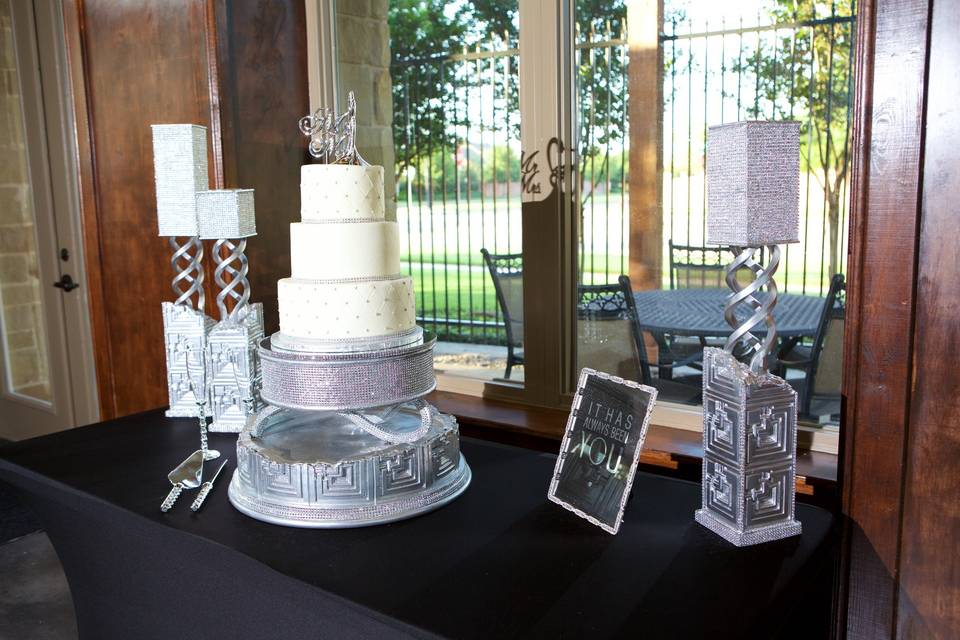 Multiple layered wedding cake