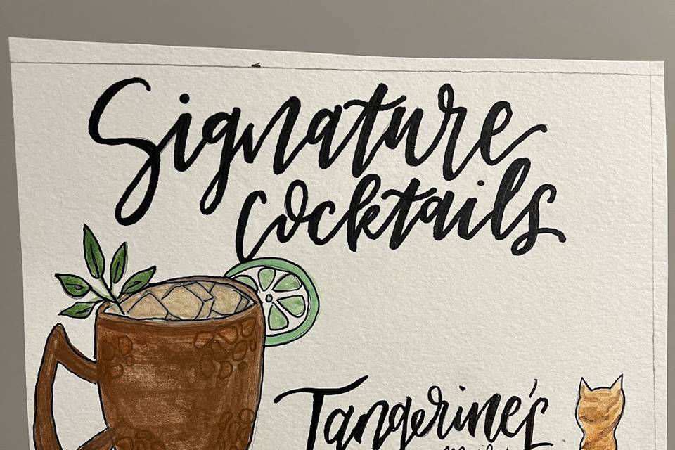 Hand Painted Cocktail Sign