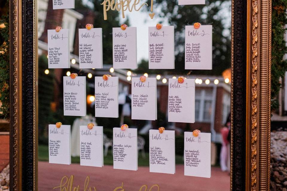 Hand Lettered Seating Chart