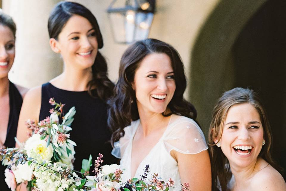 Bride and her bridesmaids