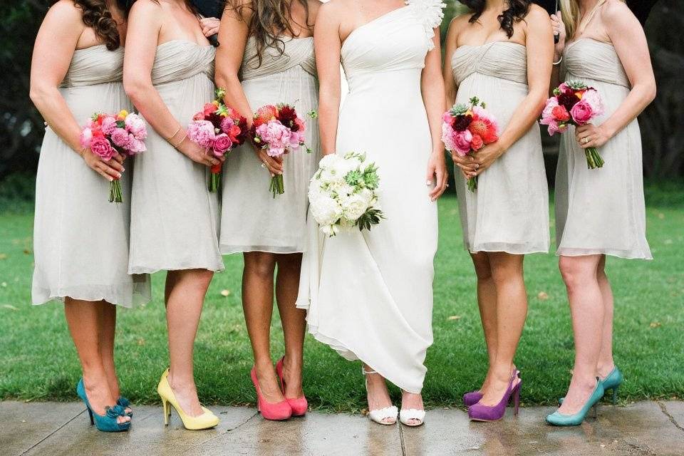 The bride with her bridesmaids