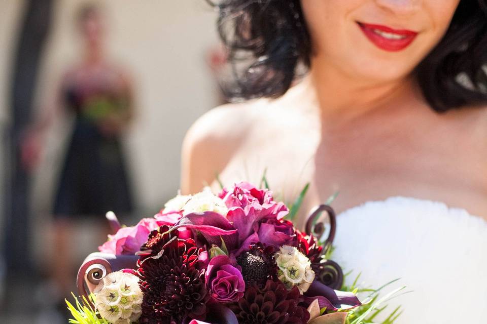 The bride holding her bouquet