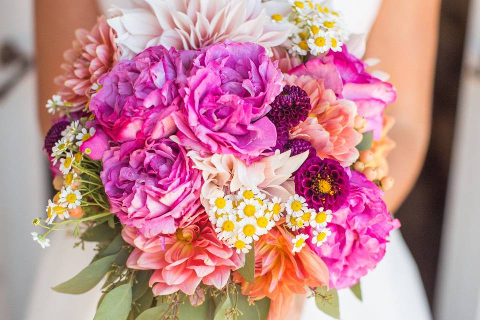 The bride holding her bouquet