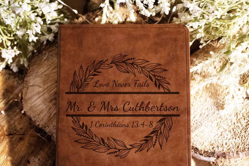 Custom Love Never Fails Bible