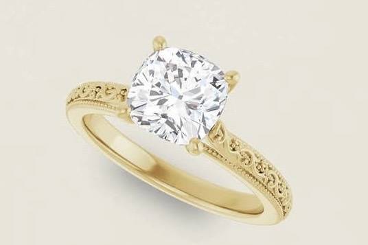 Vintage scroll Engagement Ring