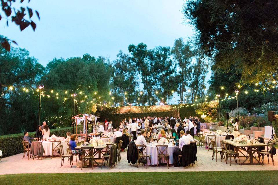 Mix wooden and round tables.