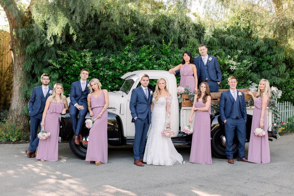 Bridal party with our truck.