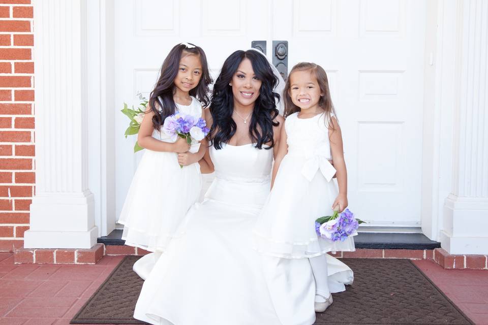 Bride with young guests