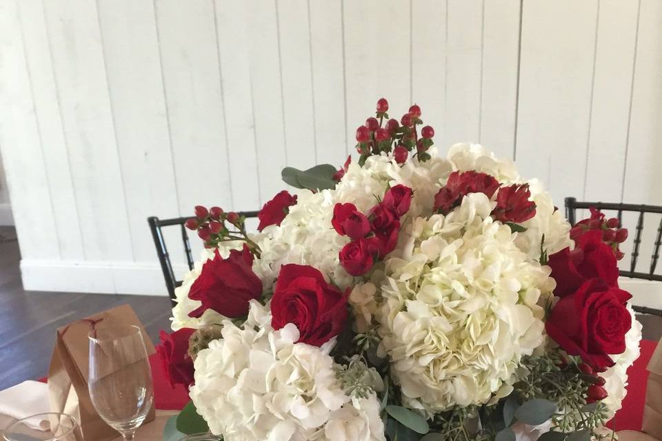 White and red roses