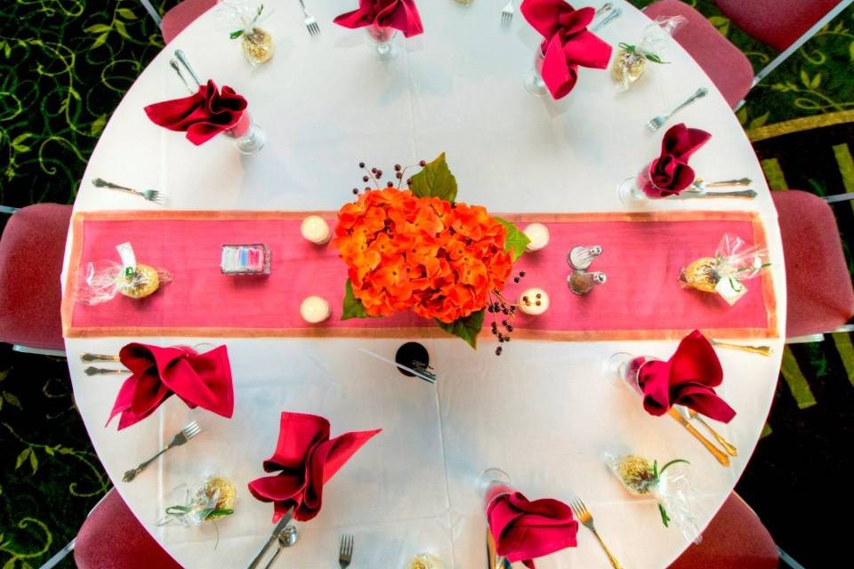 Table setup with centerpiece