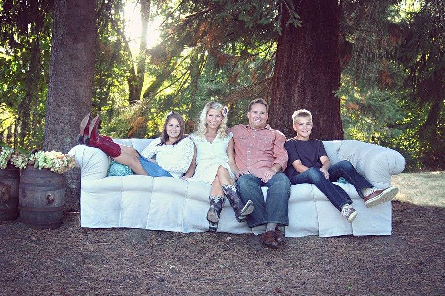 This sofa is gorgeous and everyones favorite! This picture was used in this family's photo shoot. Looks great indoors or out.