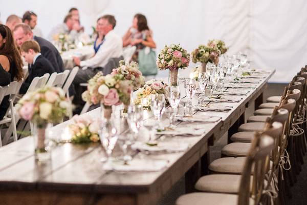 Wedding at The Colony. Photography by Erica AnnFlowers by Rosemary StaffordFarm Tables by Classic Vintage Rentals