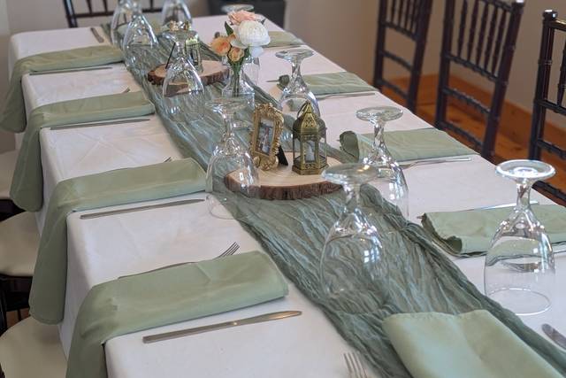 Sage green dinner tablescape