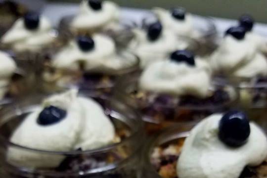 Blueberry cobbler with lemon whipped cream.