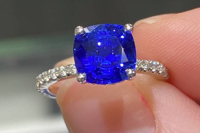 Cushion-cut blue sapphire