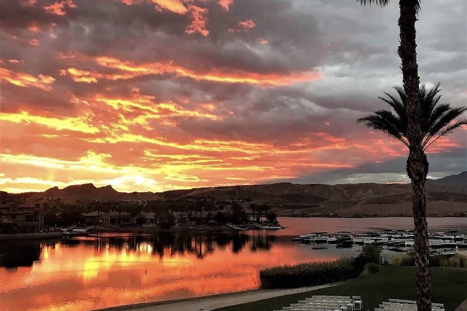 Sunset at the lake club
