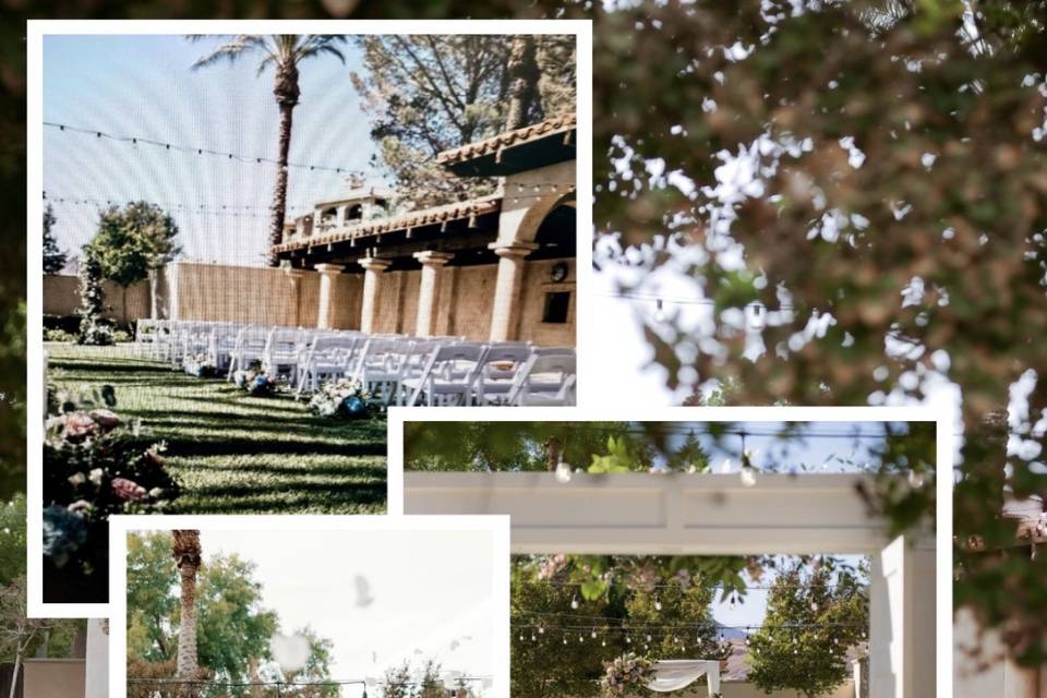 Pool lawn wedding