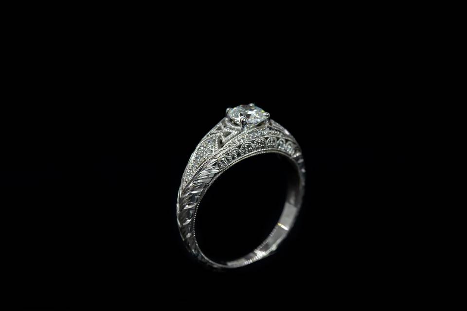Engraved Engagement  Ring