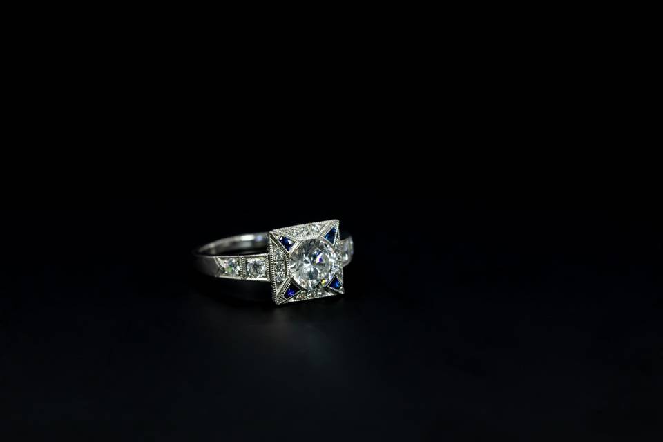 Art Deco Blue Sapphire Setting