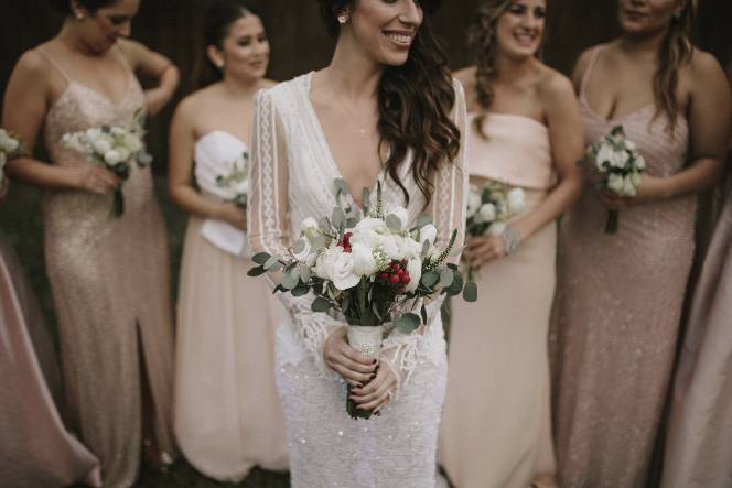 Bride with bridesmaids