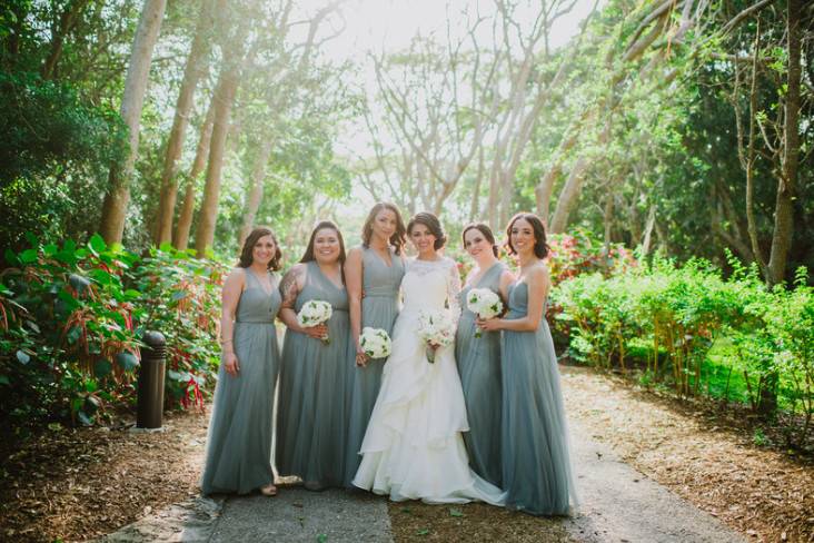 Bride with bridesmaids