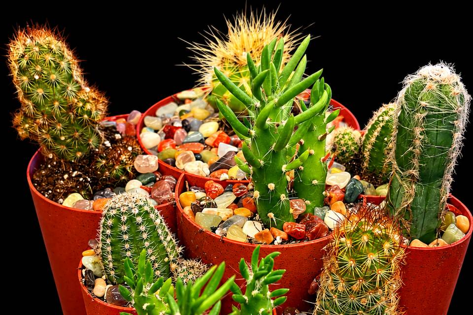 Cactus multi level centerpiece