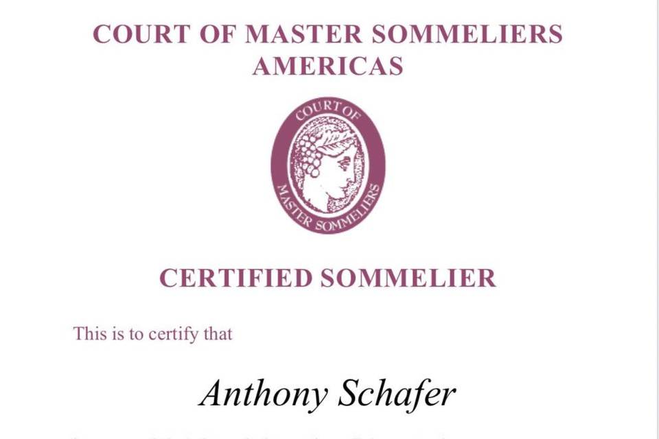 Certified Sommelier Certificat