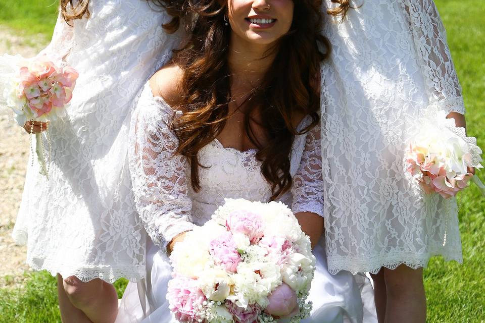 Bride with her flower girls