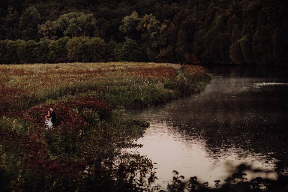 The river and wildflowers