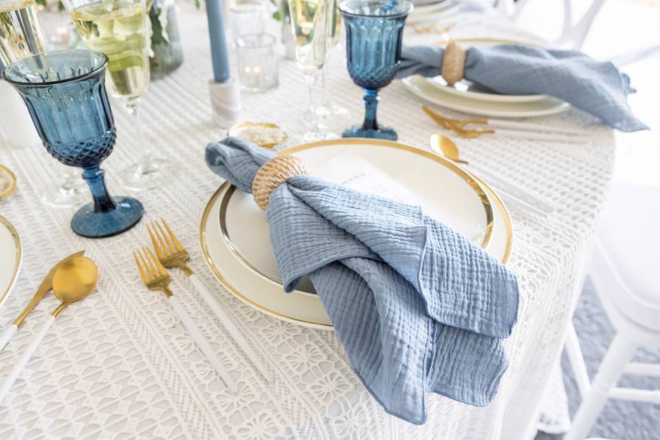 Bohemian White Table Linen