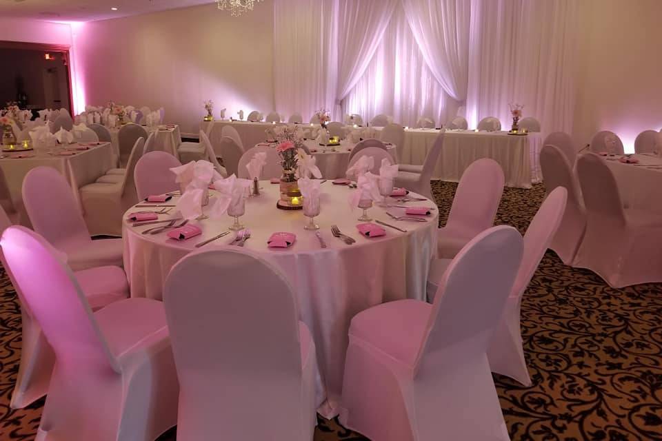 Pink and White Half Hall