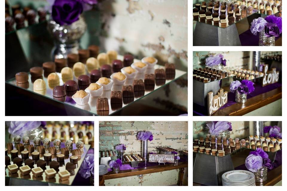 Contemporary Truffle Buffet. Serve bite sized truffles, confections, caramels, and pralines to your guests as a late night snack or with your dessert spread!