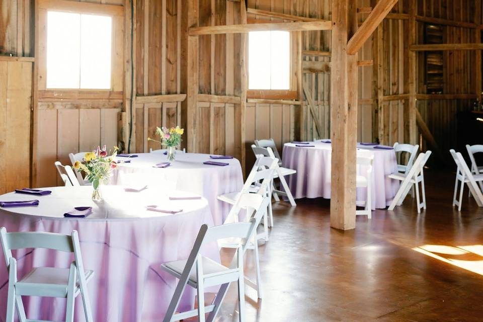 Barn set up for reception