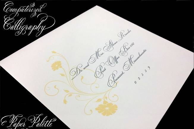 Alison & Jonathan - Envelopes addressed with matching floral detail.  Printed on Crane's Lettra cotton letterpress envelopes.