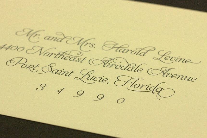 Add the finishing touch to your envelopes with our beautiful computerized calligraphy.{Aphrodite}