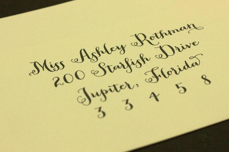 Add the finishing touch to your envelopes with our beautiful computerized calligraphy.{Peoni}