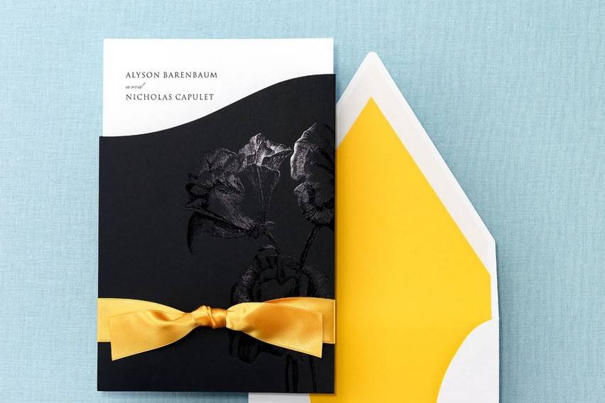 Papilio Invitation from Checkerboard's Brides Fine Papers album.