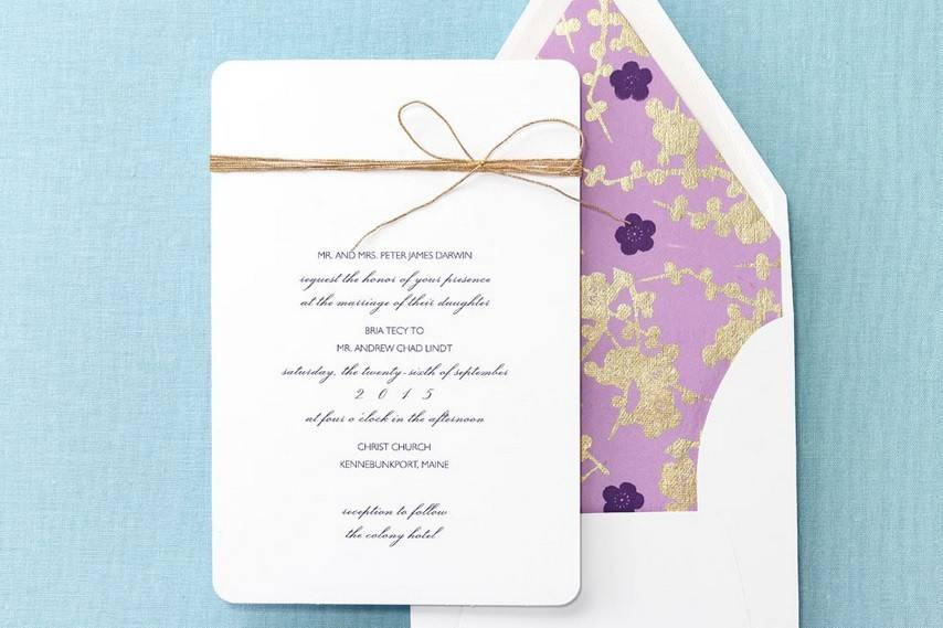Violette Invitation from Checkerboard's Brides Fine Papers album.