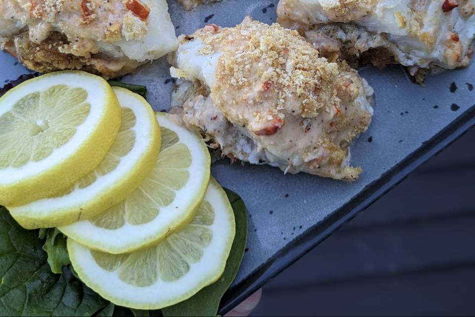 Baked stuffed haddock