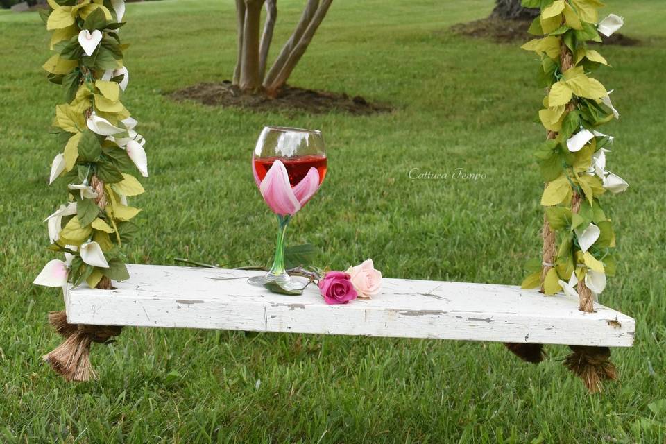 Wine glass on the swing