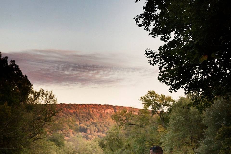 Fall mountain on the river