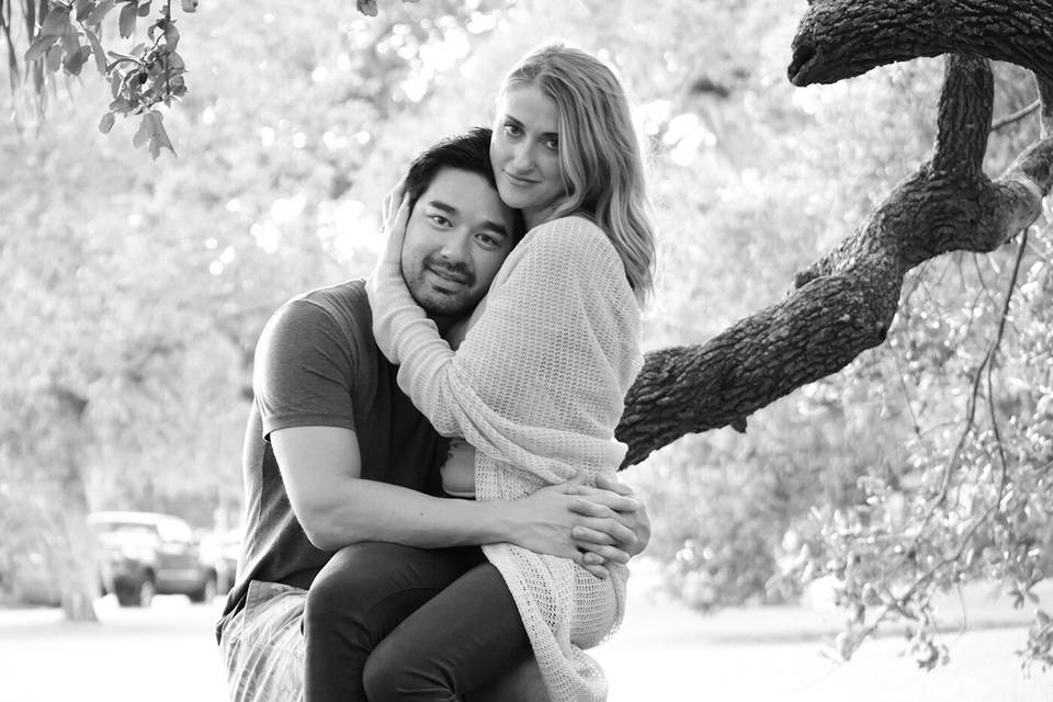 Couple's black and white portrait