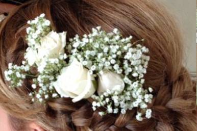 Romantic braids with rustic petals